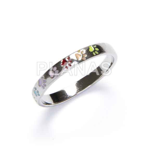 Ring in sterling silver and colored enamel. pezuÑas.