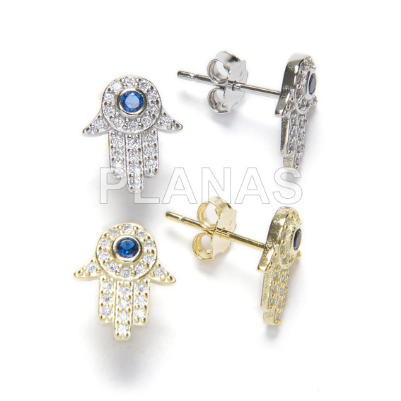 Earrings in rhodium sterling silver and zircons. fatima