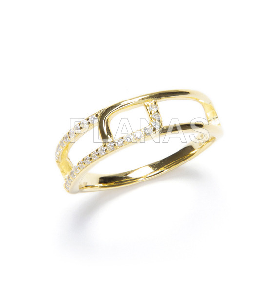 Ring in sterling silver and gold bath with white zircons.