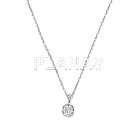 Collar en Plata de ley rodiada y Circonitas Blancas. CIRCULO.