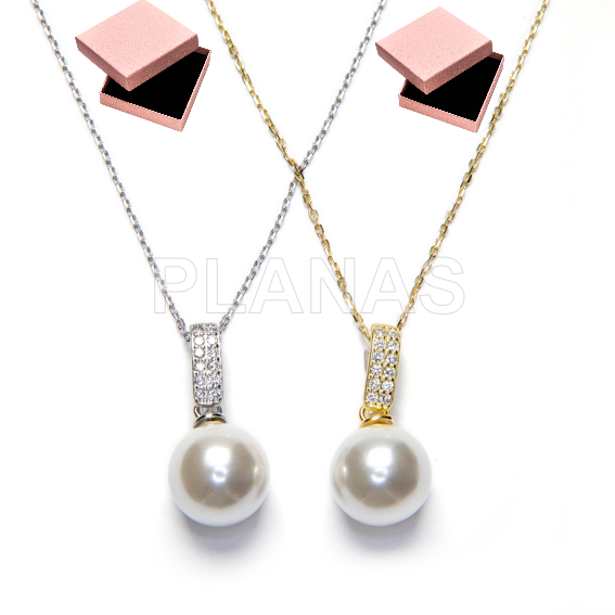 Colgante en Plata de ley y Perla Nacarada de 12mm.