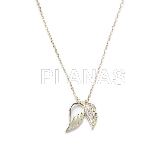 Collar en Plata de ley y baño oro con Circonitas. ALAS.