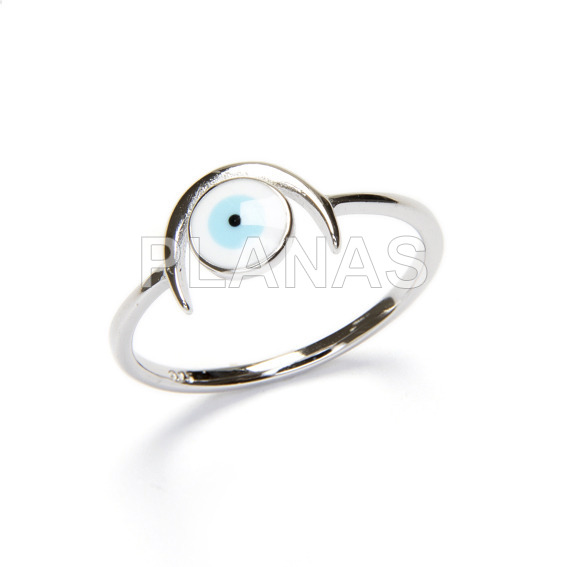 Ring in sterling silver and enamel.turkish eye.