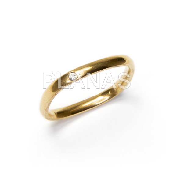 Alliance in stainless steel and gold plated with zirconia.