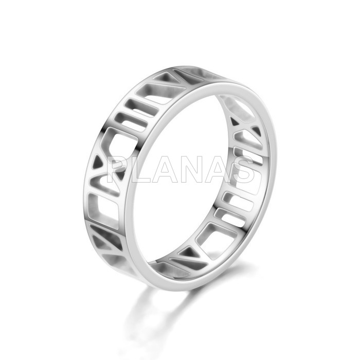 Stainless steel ring with roman numerals.