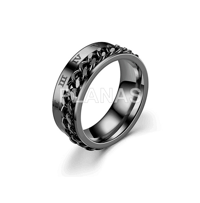 Rotating ring in titanium steel with ruthenium bath.