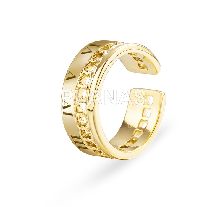 Ring in stainless steel and gold bath with roman numerals.