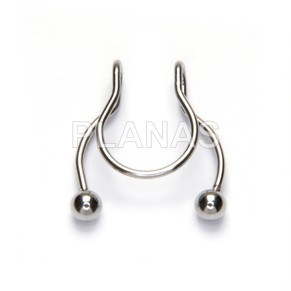 Stainless steel nose piercing.