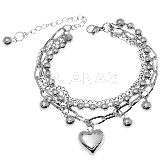 Bracelet in stainless steel. heart.