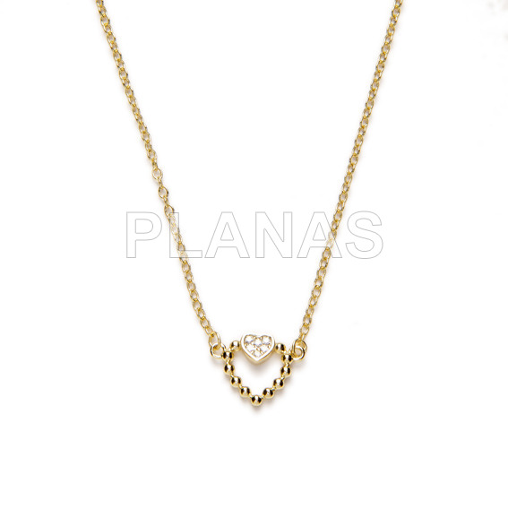 Colgante en Plata de ley y baño oro con Circonitas.CORAZÓN.