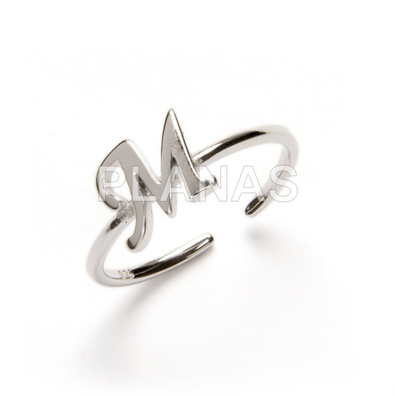 Rhodium plated sterling silver ring. mama.