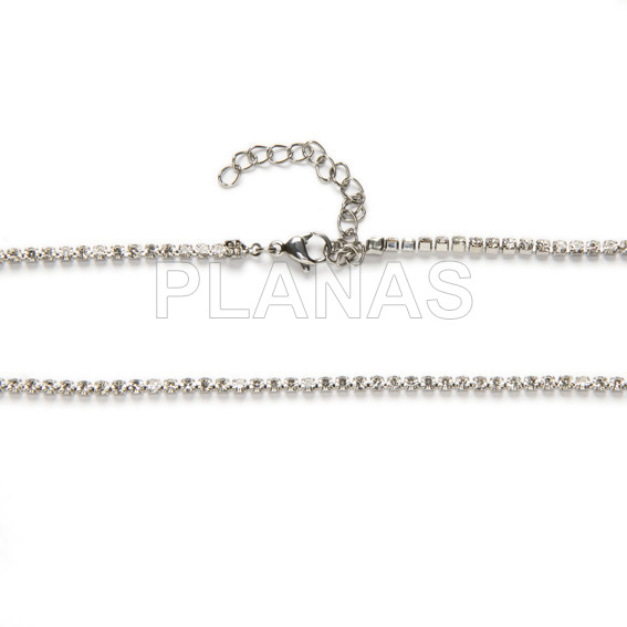 Stainless steel chain with zircons.