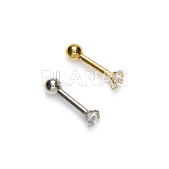 Titanium steel earrings with zircons. unit price.