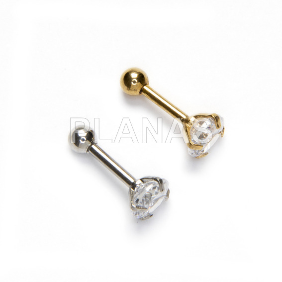 Titanium steel earrings with zircons. unit price.