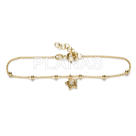 Pulsera en plata de ley y baño oro. ESTRELLA.