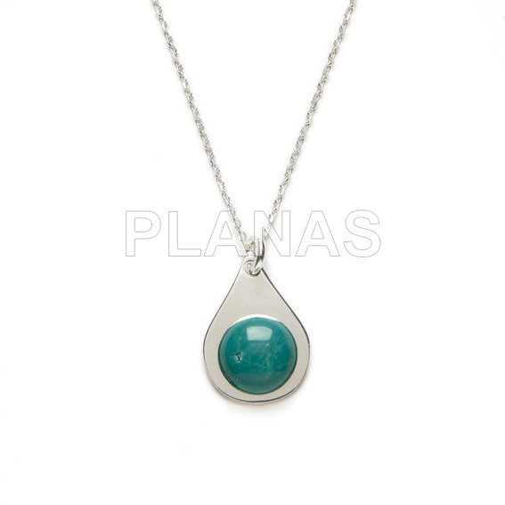 Necklace in sterling silver and reconstituted turquoise.