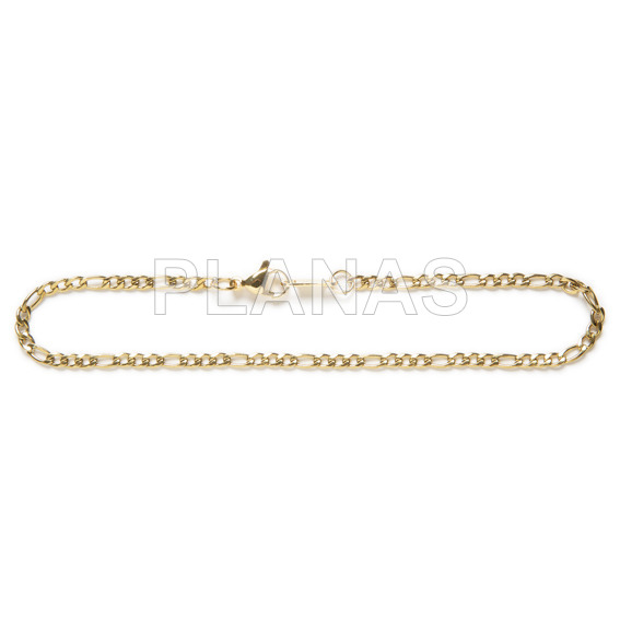 Anklet with brass and gold plated.figaro.