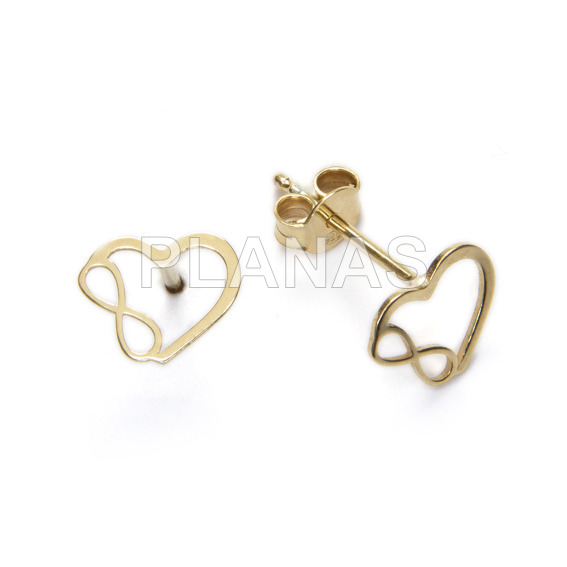 Sterling silver and gold plated earrings. infinite and heart.