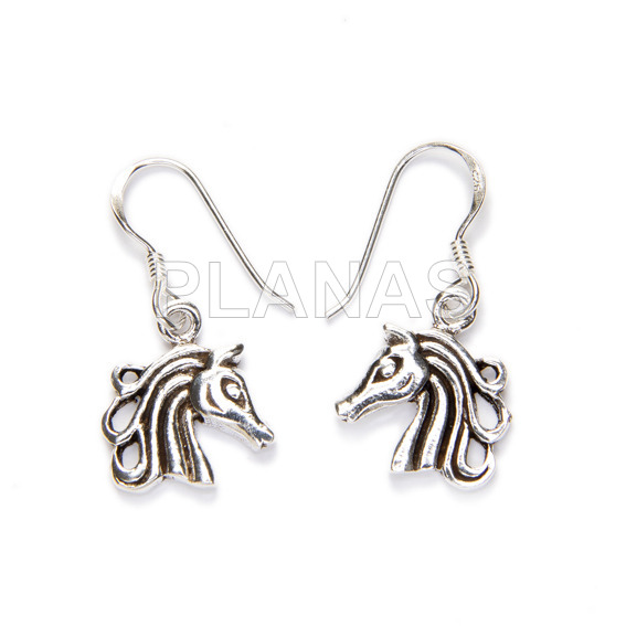 Pendientes en Plata de ley.CABALLO.