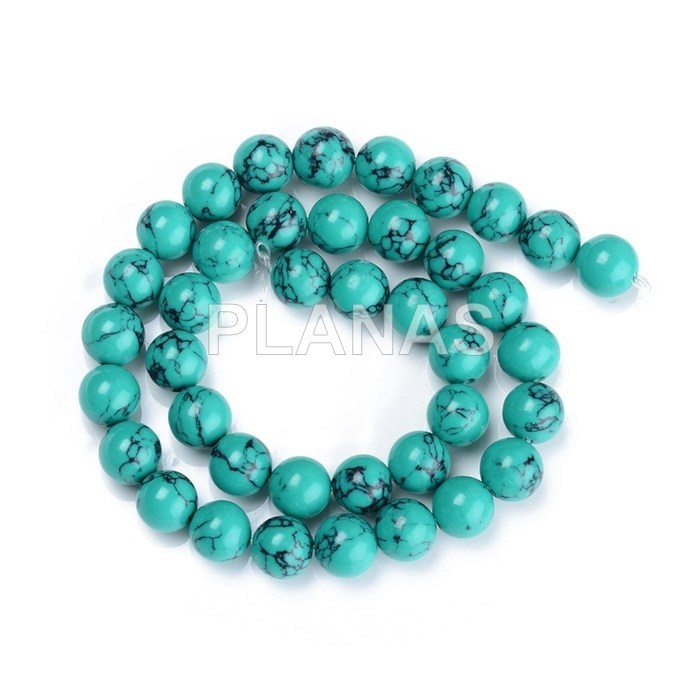 6mm synthetic turquoise strips.