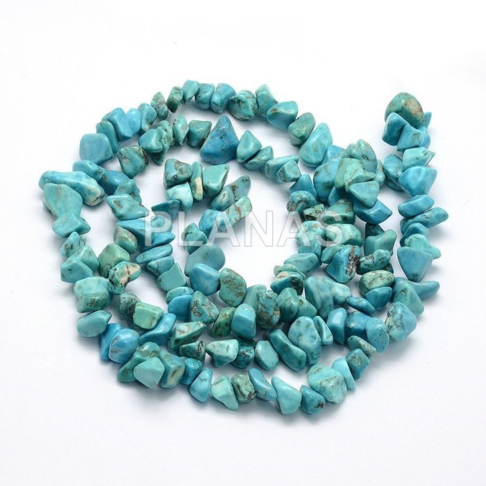 Strips of synthetic turquoise chips 7mm.