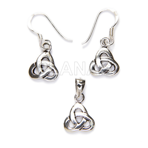 Sterling silver earrings and pendant. celtic knot.