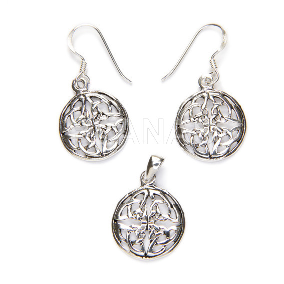 Sterling silver earrings and pendant.