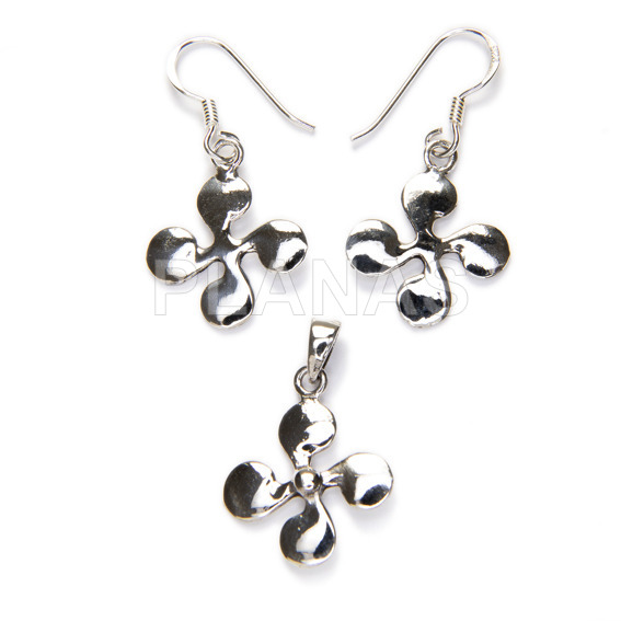 Earrings and pendant in sterling silver.lauburu.