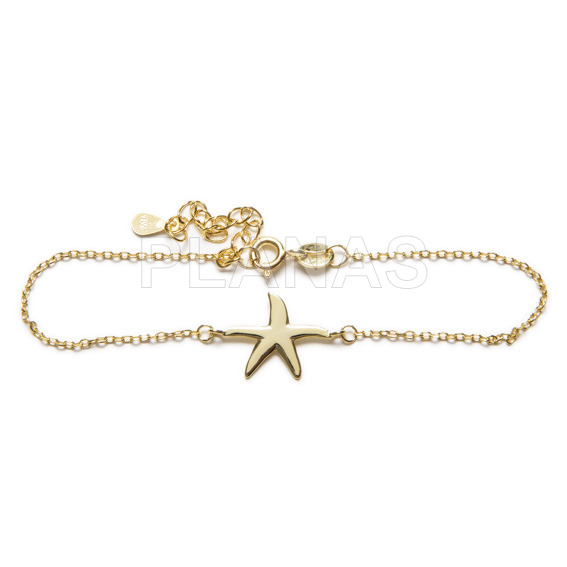 Pulsera en Plata de ley y baño oro.ESTRELLA DE MAR.