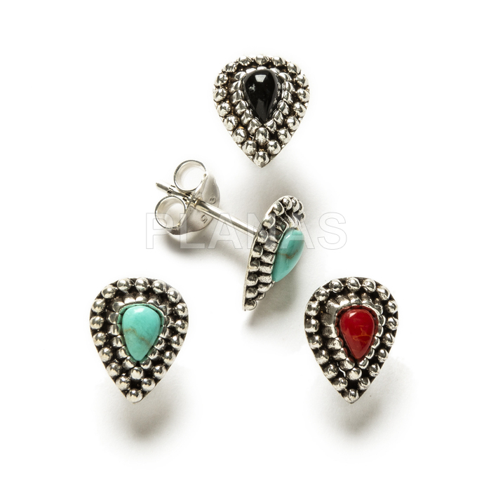 Sterling silver and enamel earrings.