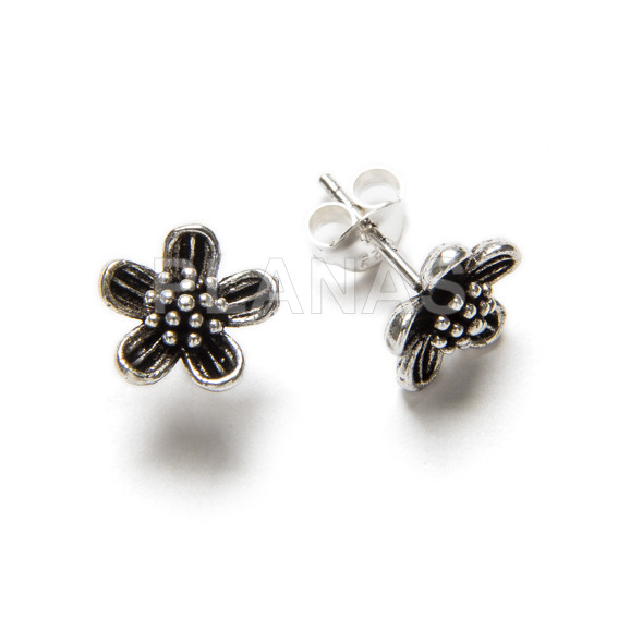 Pendientes en Plata de ley.FLOR.