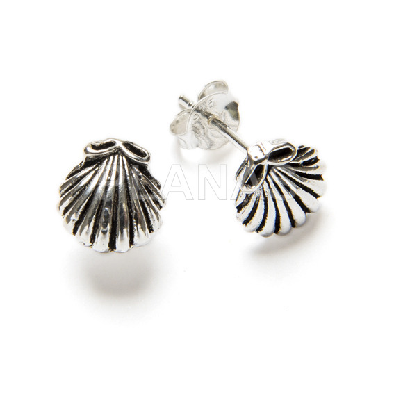 Pendientes en Plata de ley.CONCHA.