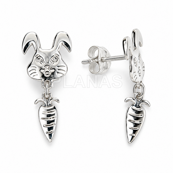 Pendientes Conejito en Plata de Ley.