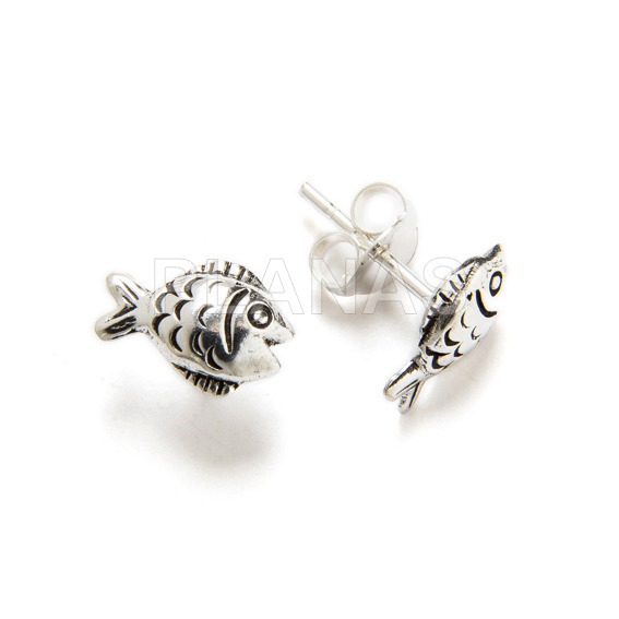 Sterling silver earrings.fish.