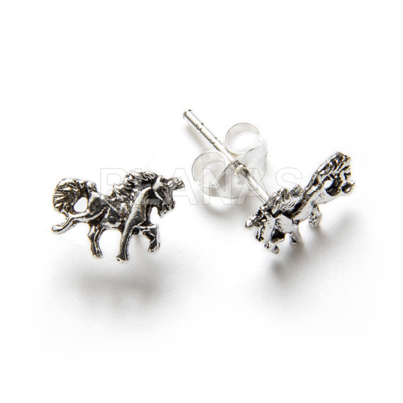 Pendientes en Plata de ley.CABALLO.