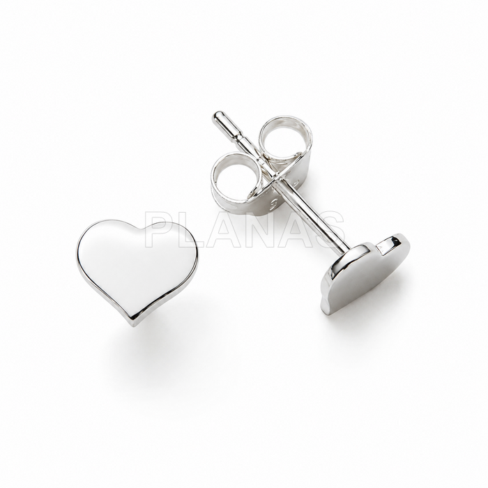 Pendientes en Plata de ley. CORAZÓN.
