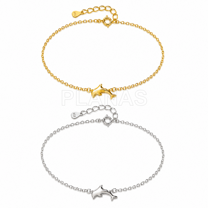 Pulseira em prata de lei. golfinho.