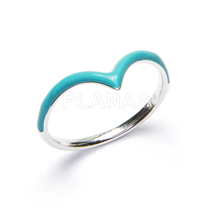 Ring in sterling silver and turquoise enamel.