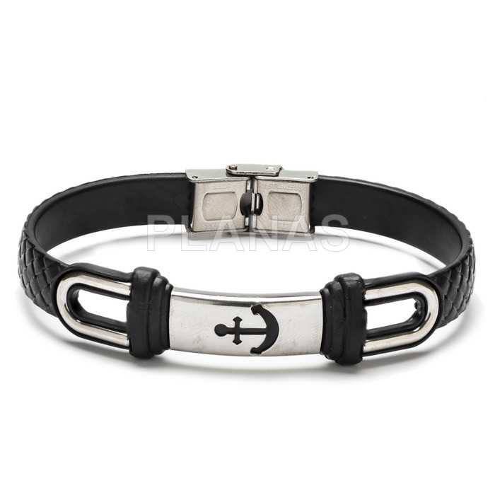 Bracelet in stainless steel and rubber. anchor.