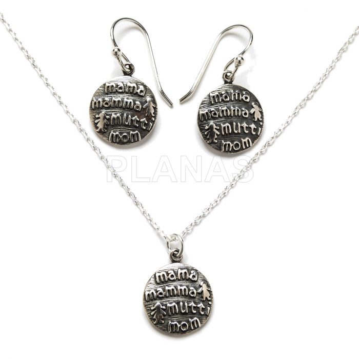 Sterling silver earrings and pendant. mother.