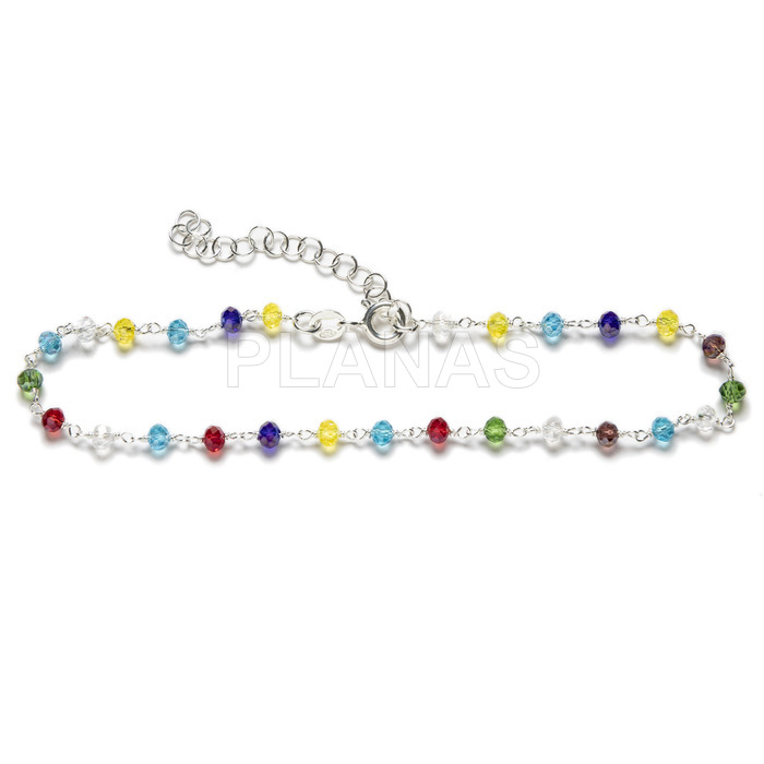 Anklet in sterling silver and glass balls.