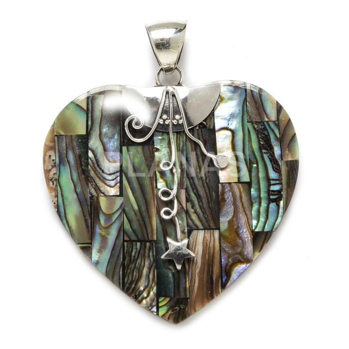 Pendant in sterling silver and abalone. heart.