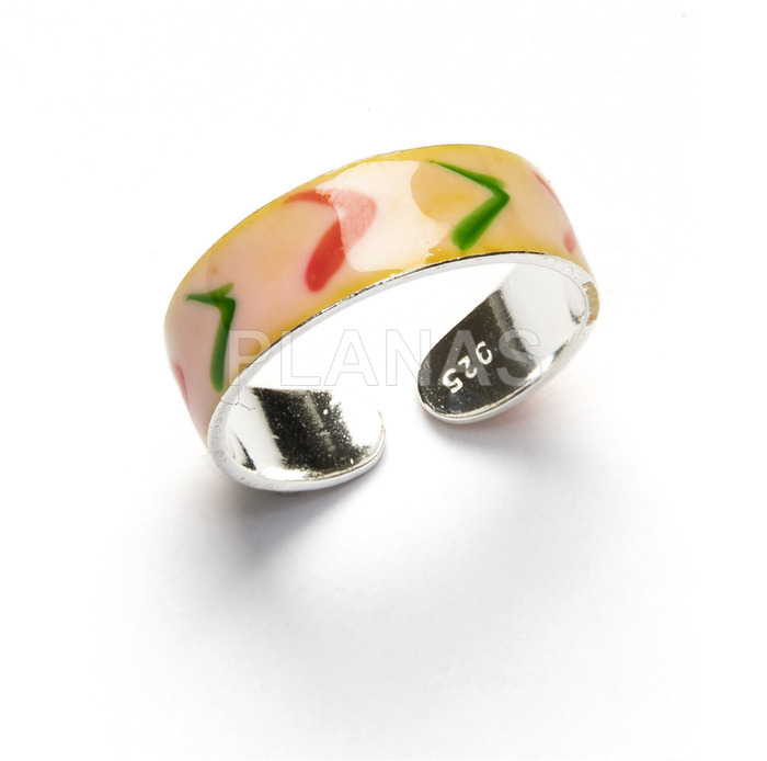 Anillo de Pie o Falange en Plata de Ley y esmalte.