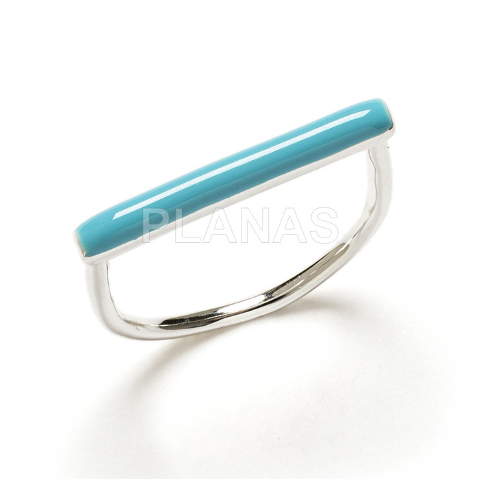 Ring in sterling silver and turquoise enamel. bar.