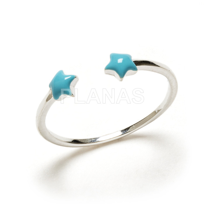 Ring in sterling silver and turquoise enamel. star.