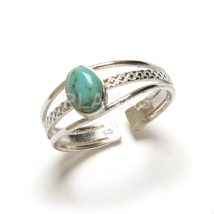 Adjustable ring in sterling silver and turquoise.