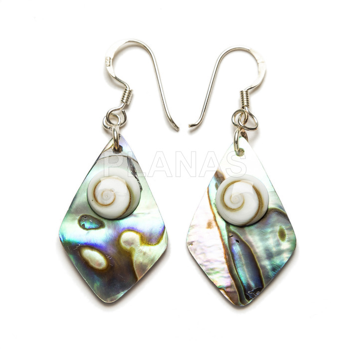 Sterling silver and abalone/chiva earrings.