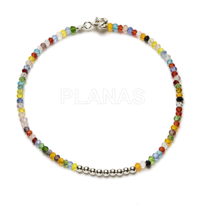 Bracelet in sterling silver and crystal, color mix.