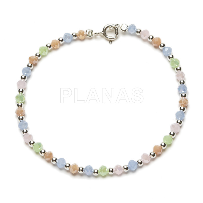Bracelet in sterling silver and crystal, color mix.