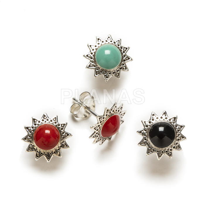 Sterling silver and enamel earrings.